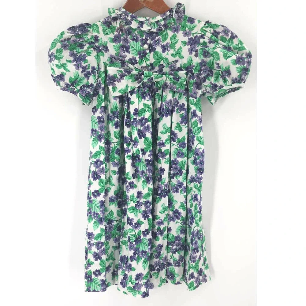 Girls Vintage Floral Dress Size 6 Made In USA A Time To‎ Remember 100% Cotton